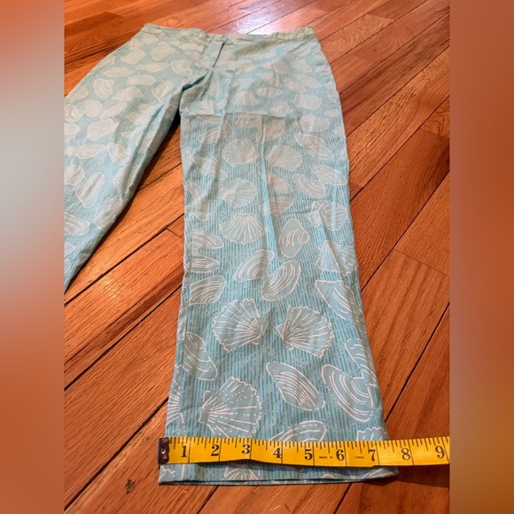VTG Lilly Pulitzer Seashell Print Pants Light Blue Womens Size 12 Ankle Straight - Picture 11 of 12